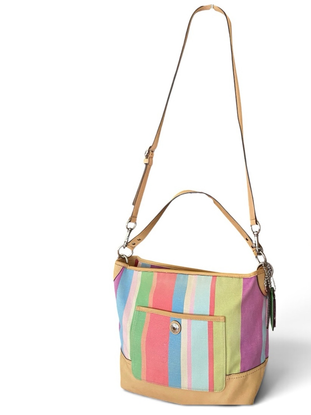 Coach Hamilton Weekend Stripe Carly Shoulder Bag Multicolor M1176-19389 Bag NICE